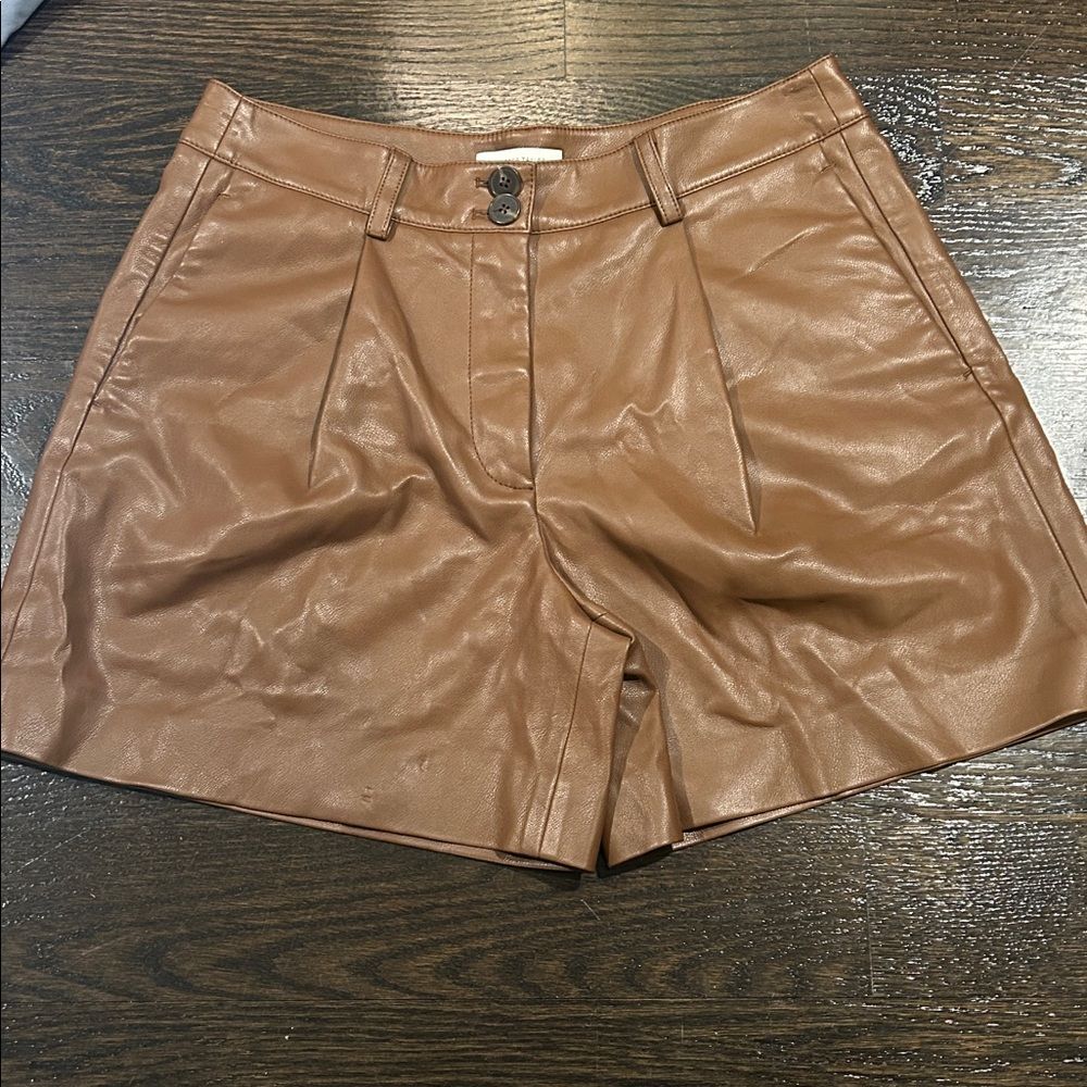 Rebecca Taylor Brown Faux Leather Shorts Size 2